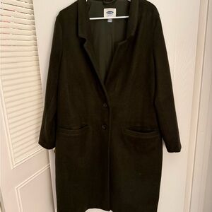 Old Navy Dark Olive Green Single-Breasted Wool-Blend Coat